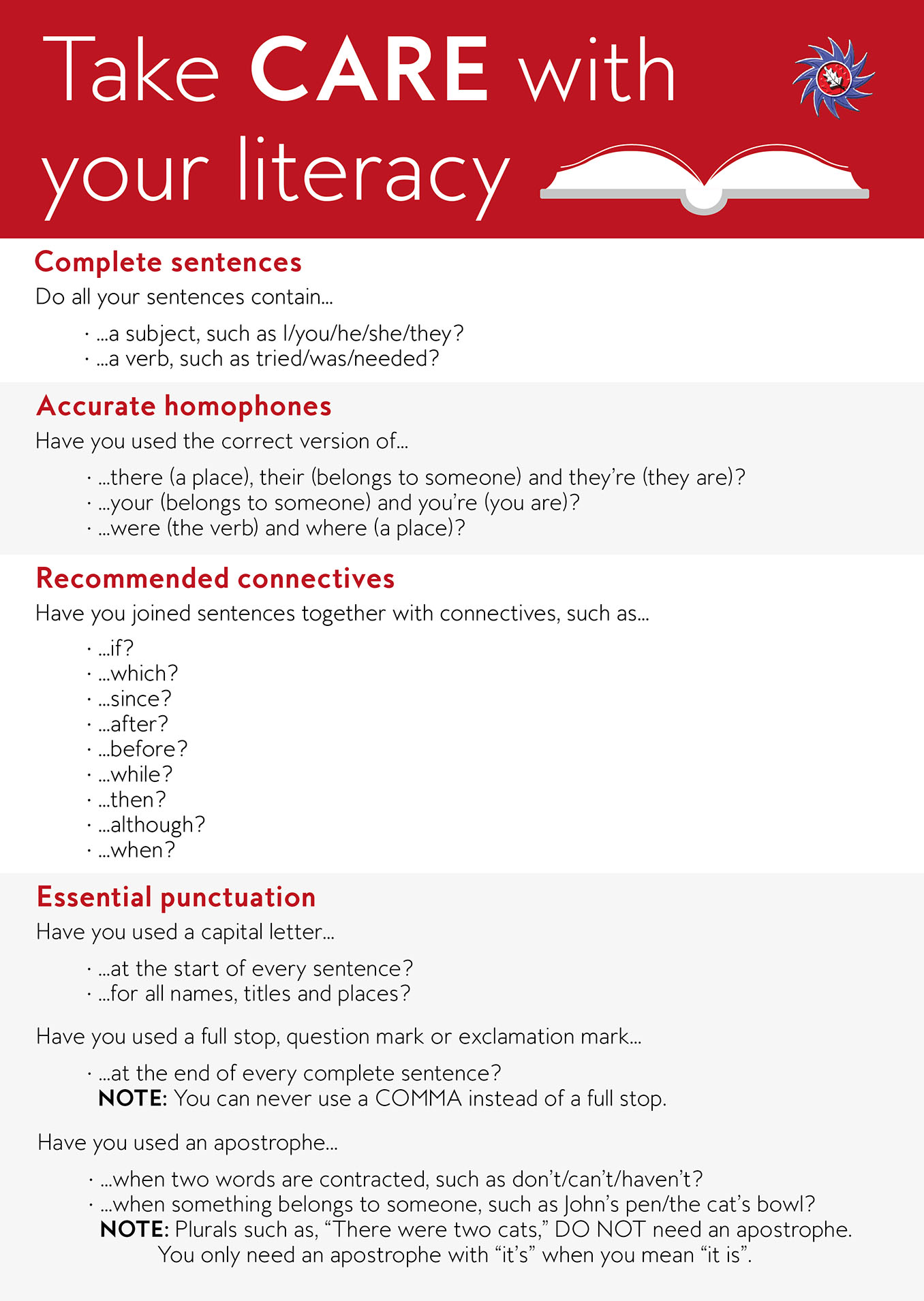 Take care with literacy Graphic